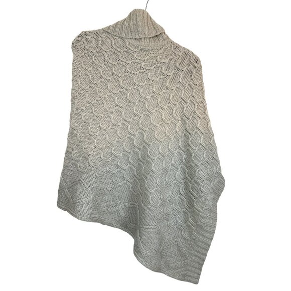 Wooden Ships Women's Lagenlook Beige Cream Mohair Knit Cowl Neck Poncho Shawl - Picture 3 of 7